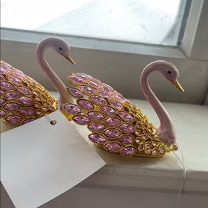 Elegant Pink and Gold Swan Figurine